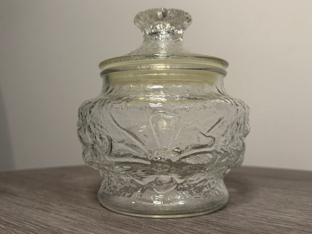 Vintage Textured Pressed Glass Lidded Jar