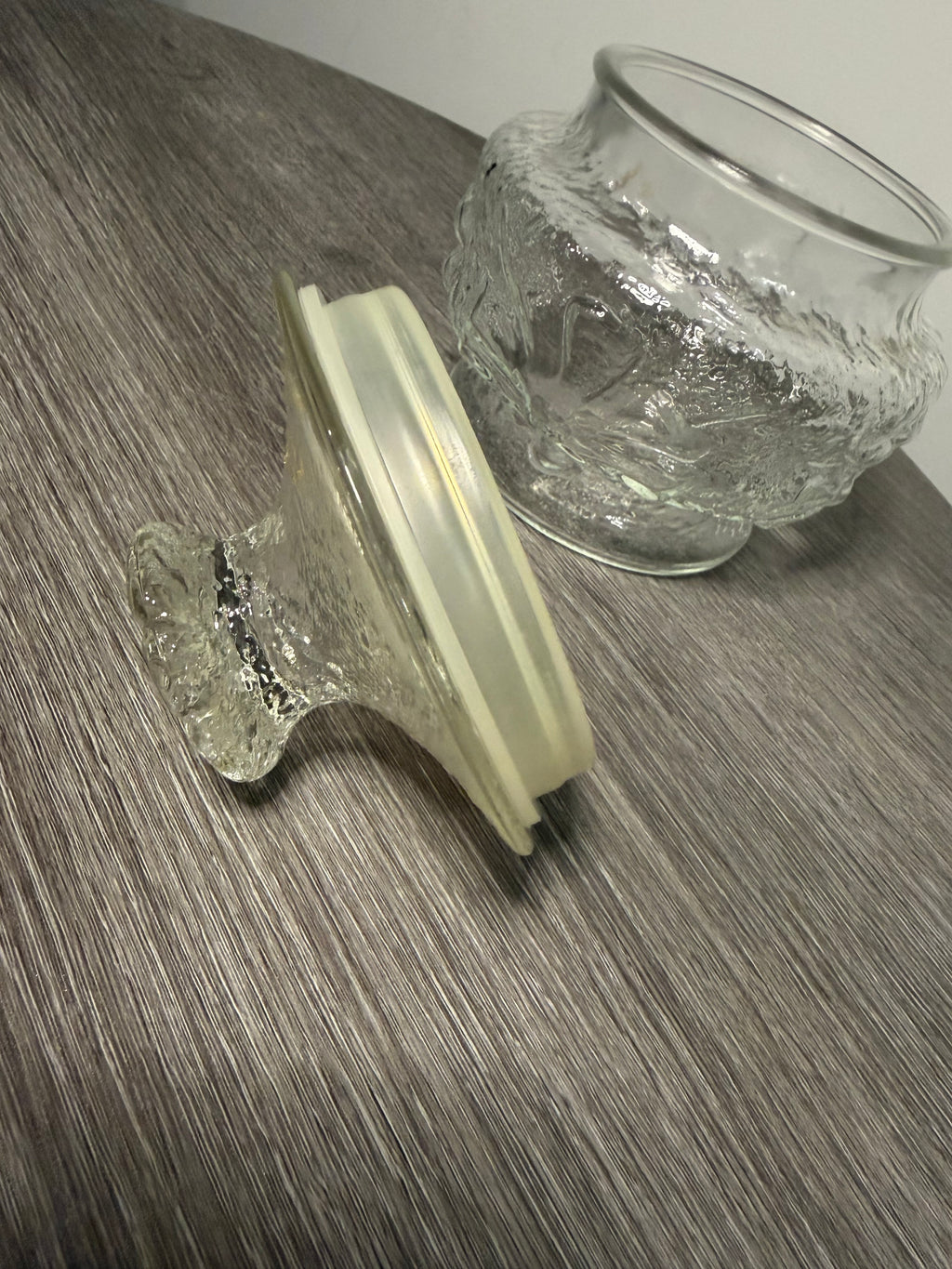 Vintage Textured Pressed Glass Lidded Jar
