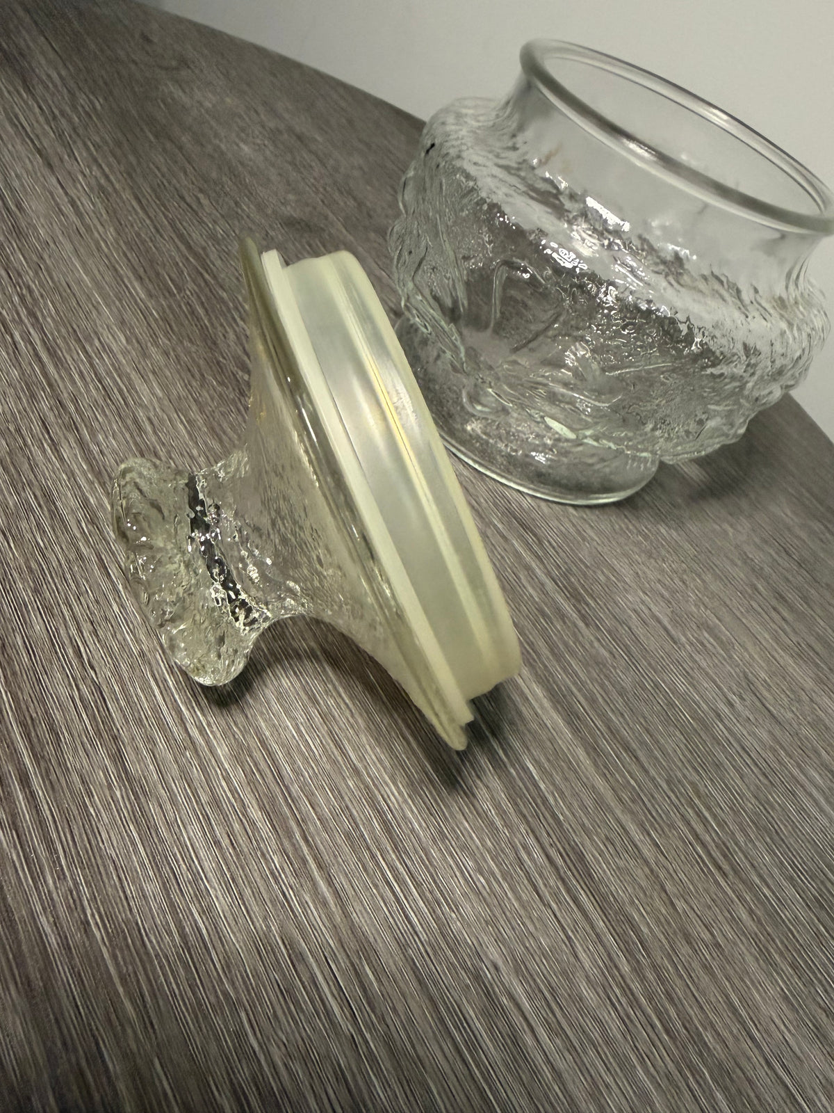 Vintage Textured Pressed Glass Lidded Jar