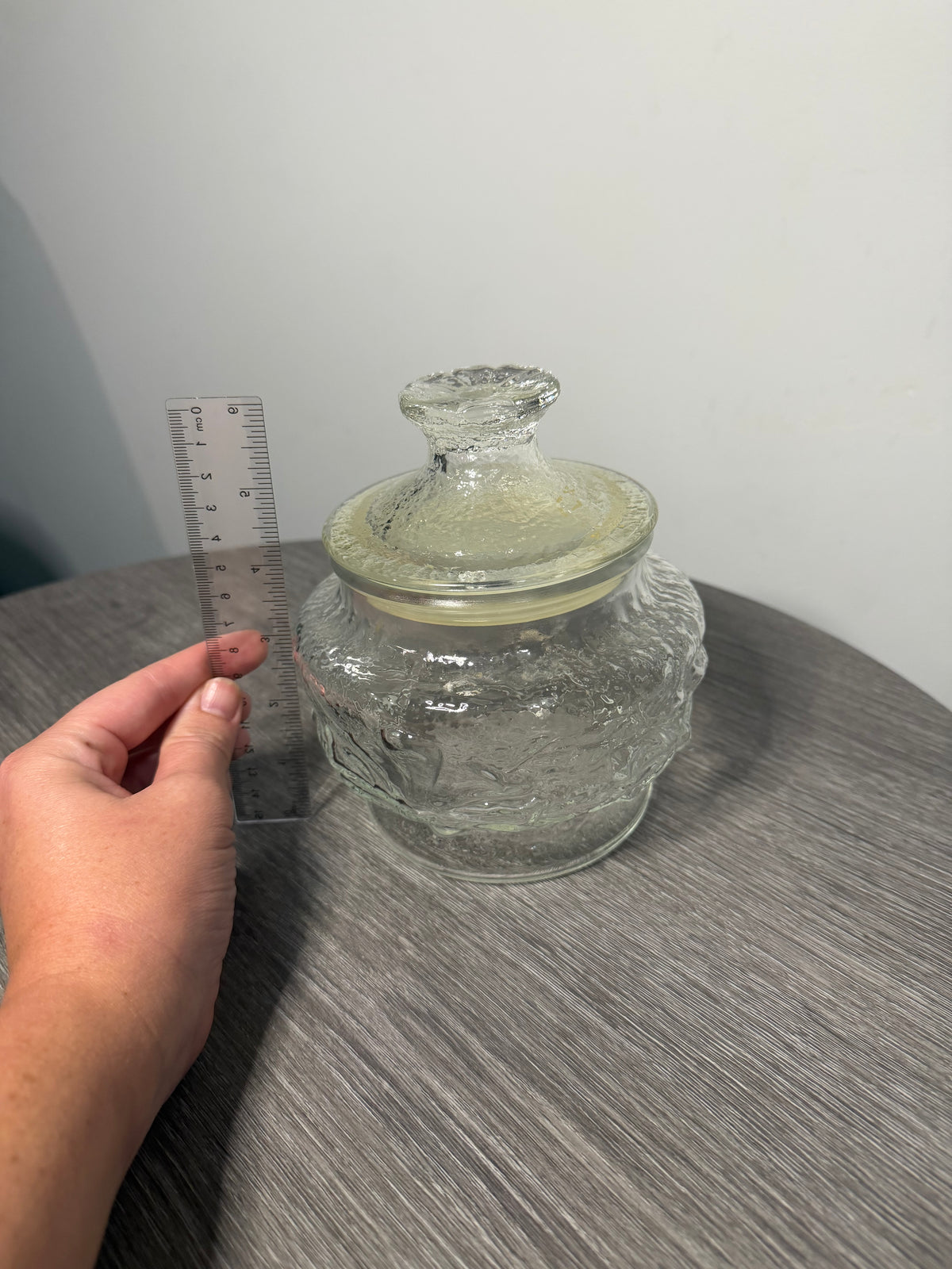 Vintage Textured Pressed Glass Lidded Jar