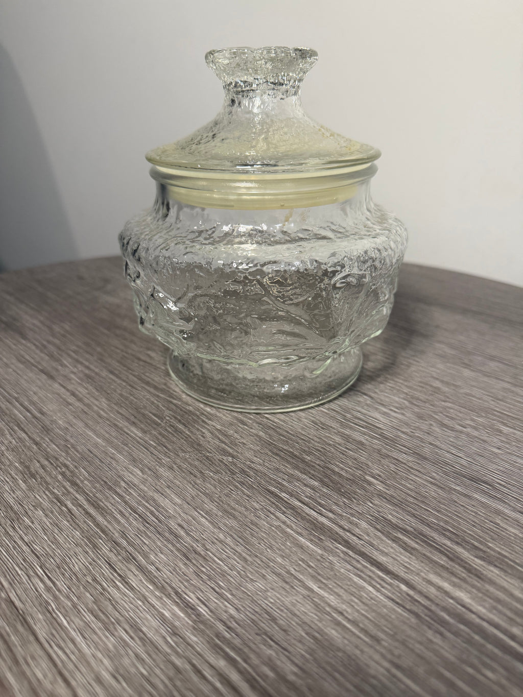 Vintage Textured Pressed Glass Lidded Jar