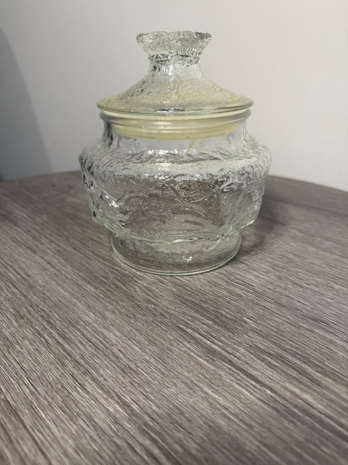 Vintage Textured Pressed Glass Lidded Jar