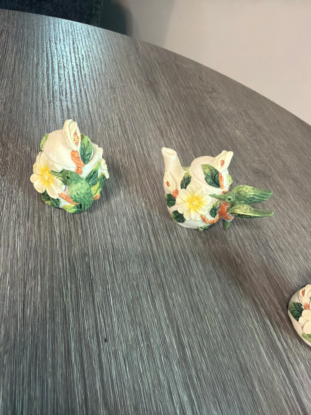 Vintage 1995 Young’s Inc Hummingbird Miniature Tea Set w/ Tray Flowers 8 Pc