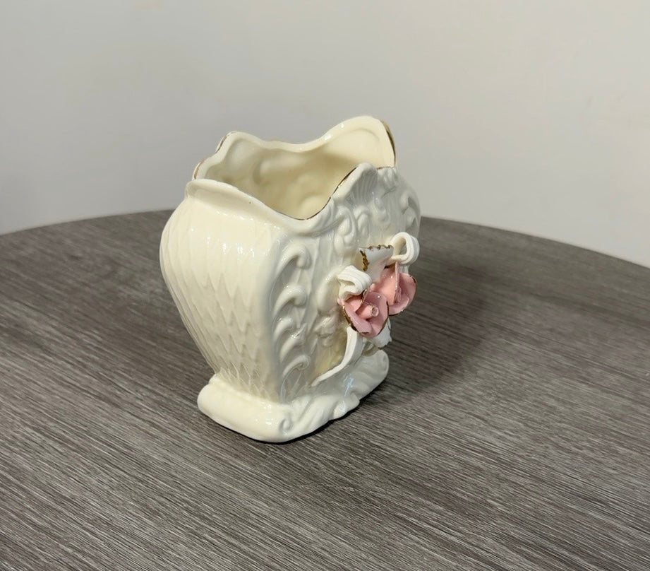 Cream porcelain rose planter