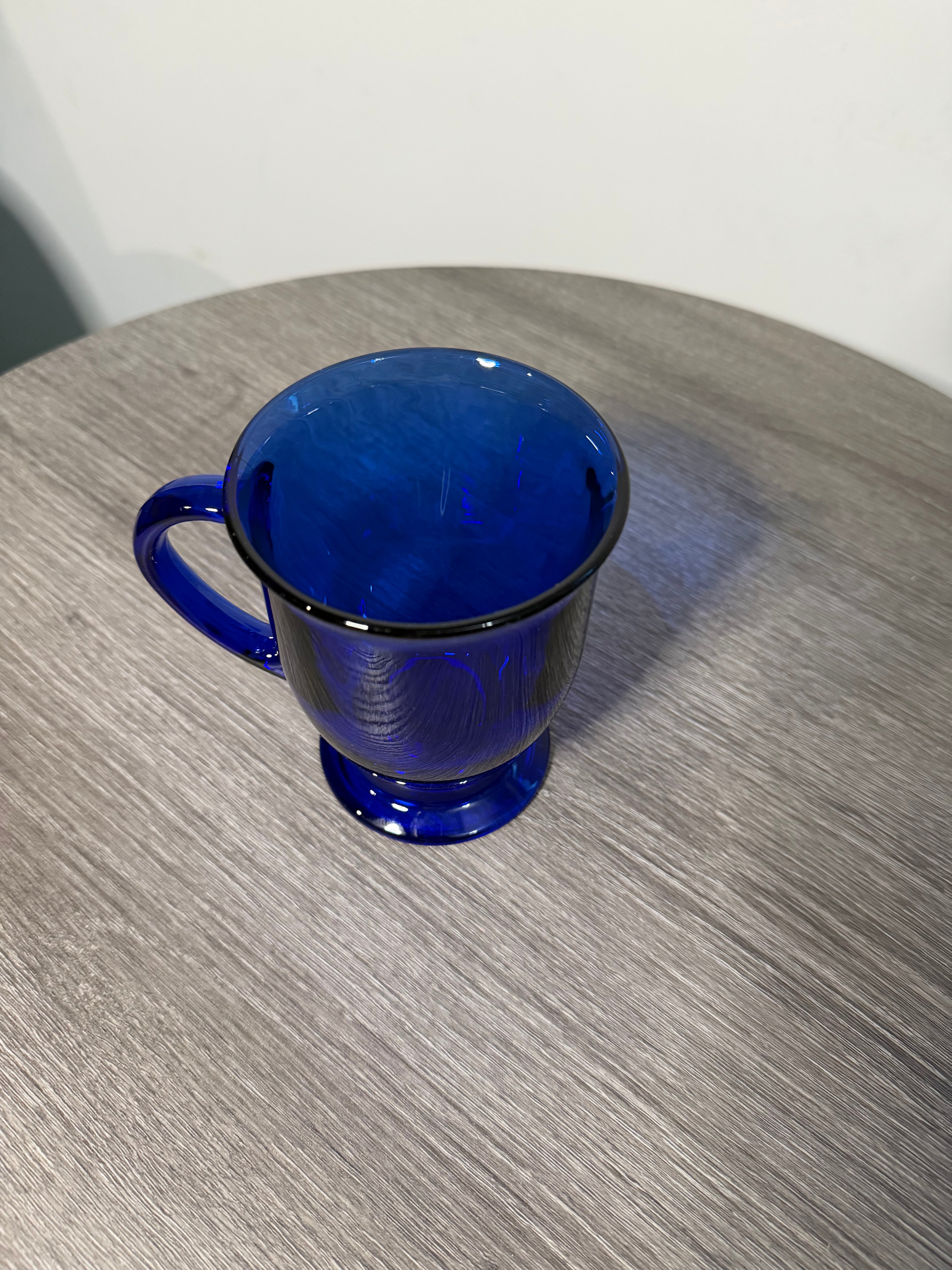 Anchor hocking cobalt blue pedestal mugs