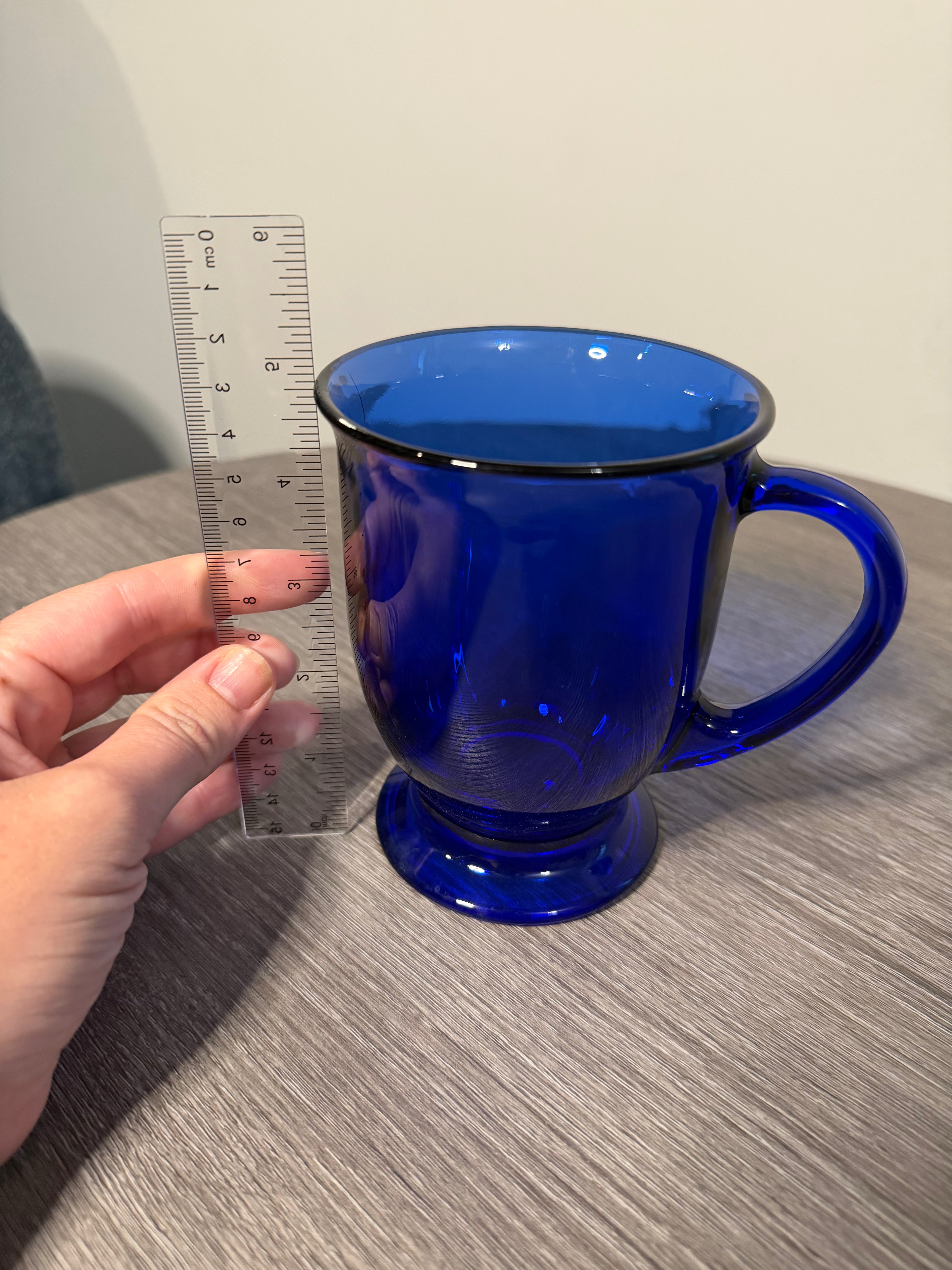 Anchor hocking cobalt blue pedestal mugs