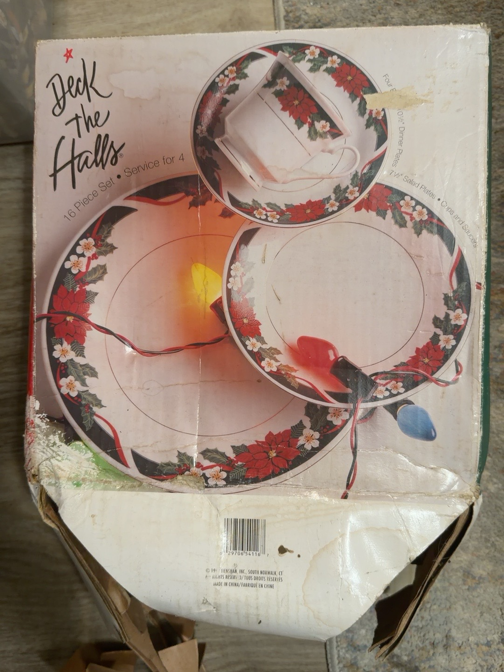 Tienshan Deck the Halls 16 Pc Fine China Set Vintage 1994 Dinnerware