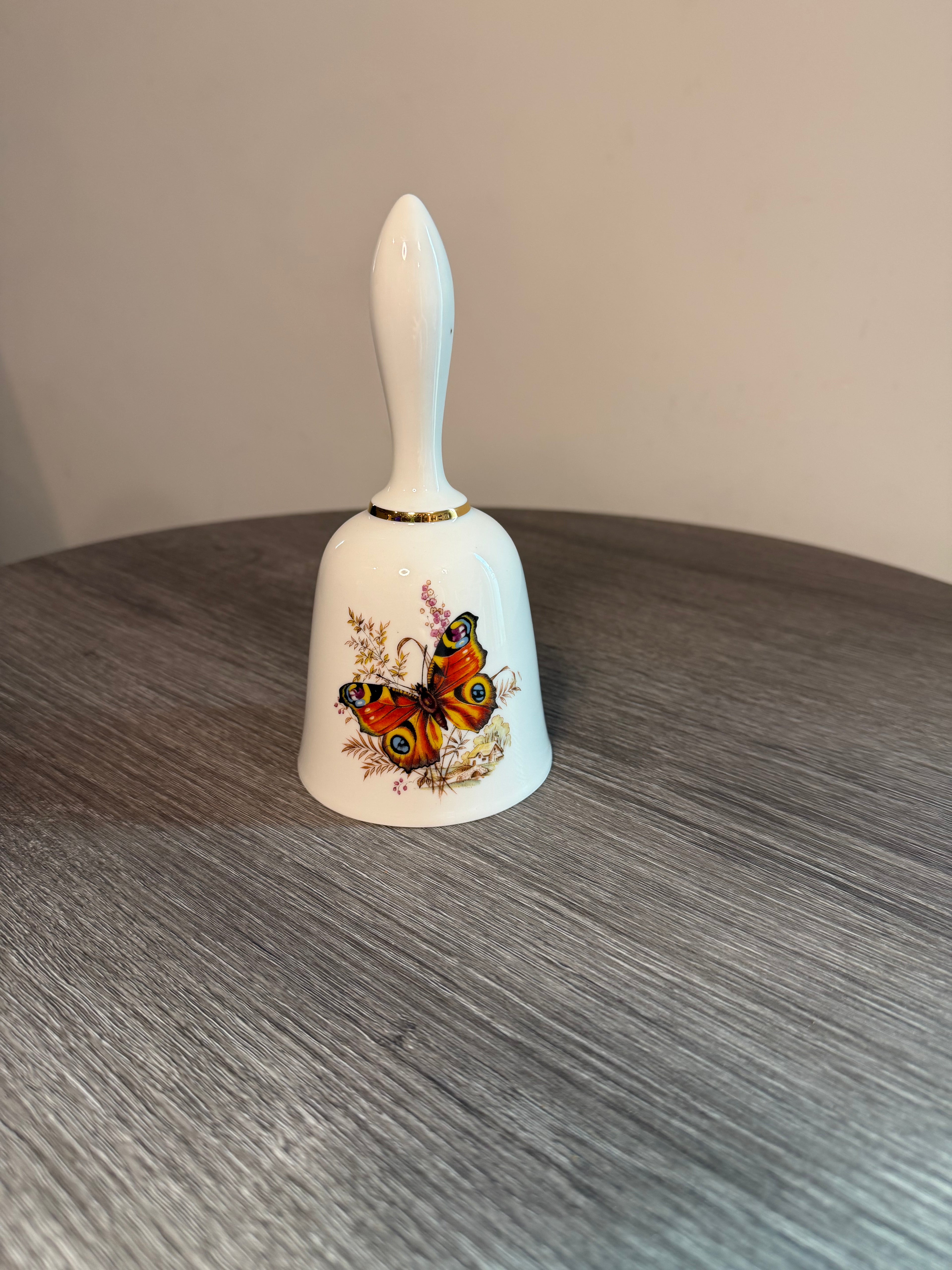 Vintage Bareuther Waldsassen Bavaria Butterfly Porcelain Bell - Germany