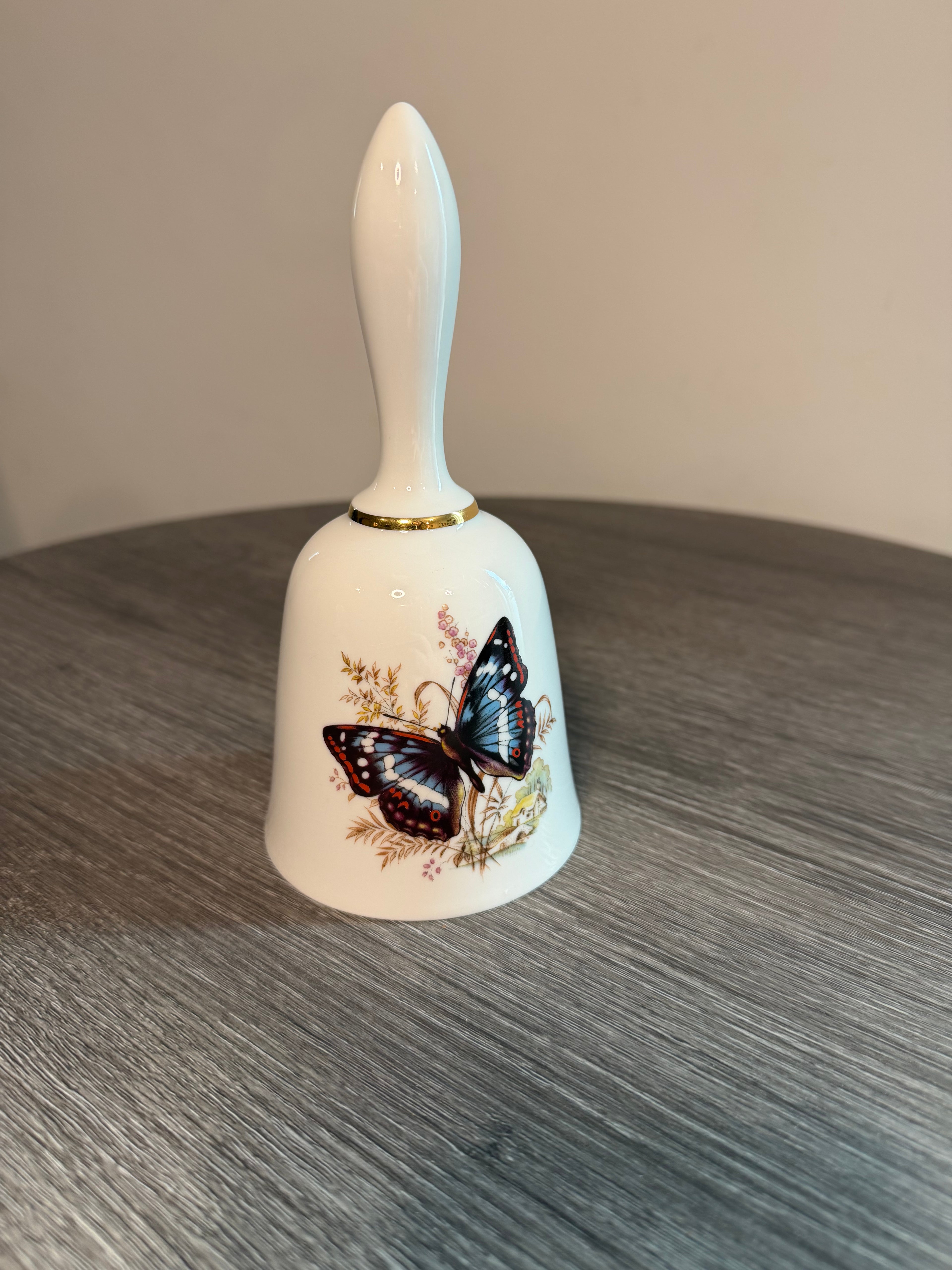 Vintage Bareuther Waldsassen Bavaria Butterfly Porcelain Bell - Germany