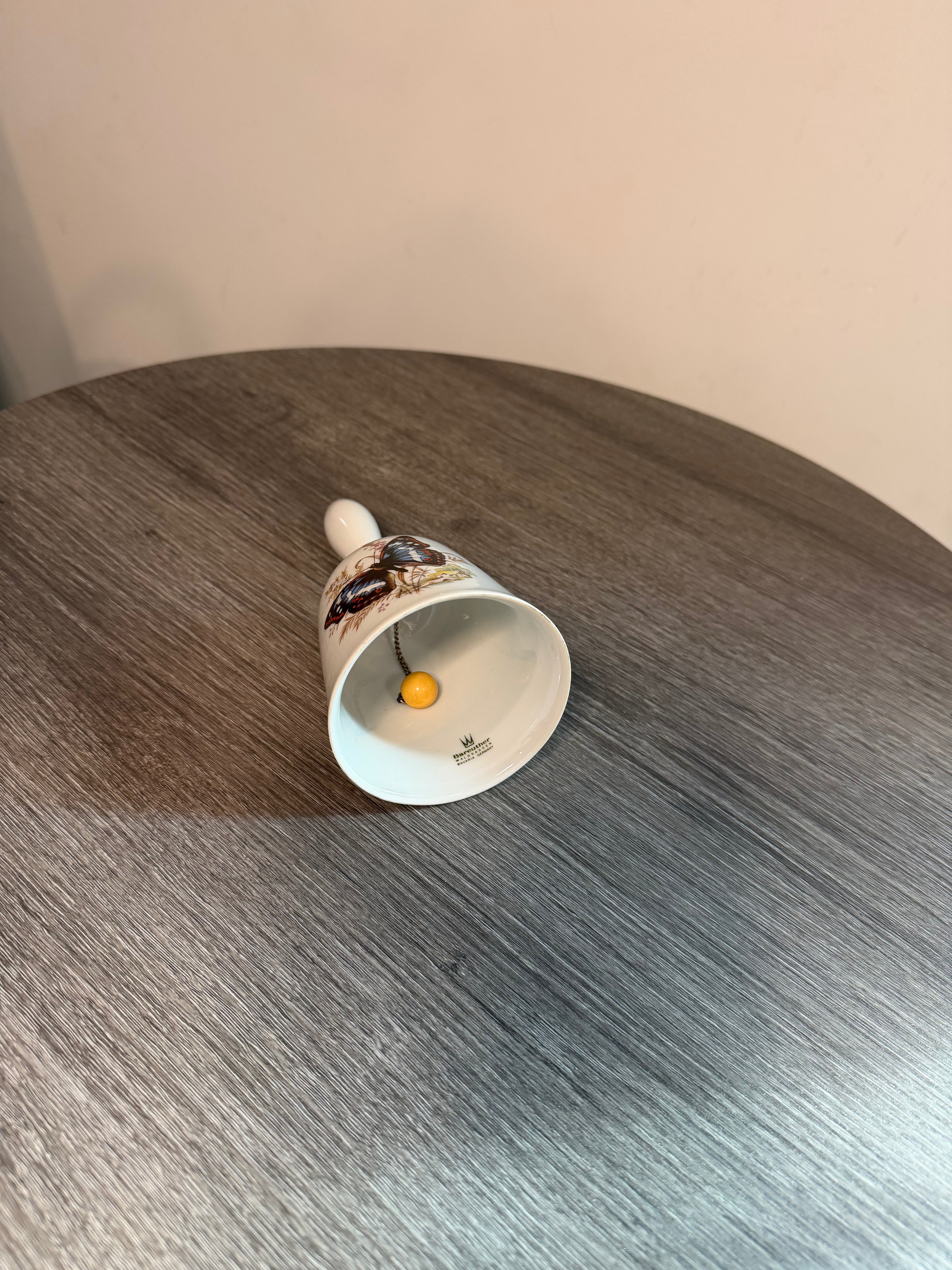 Vintage Bareuther Waldsassen Bavaria Butterfly Porcelain Bell - Germany