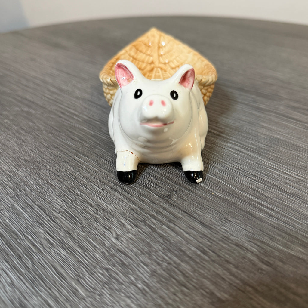 Vintage 1983 Howard Kaplan’s French Country Store Pig Basket Spoon Rest– Japan