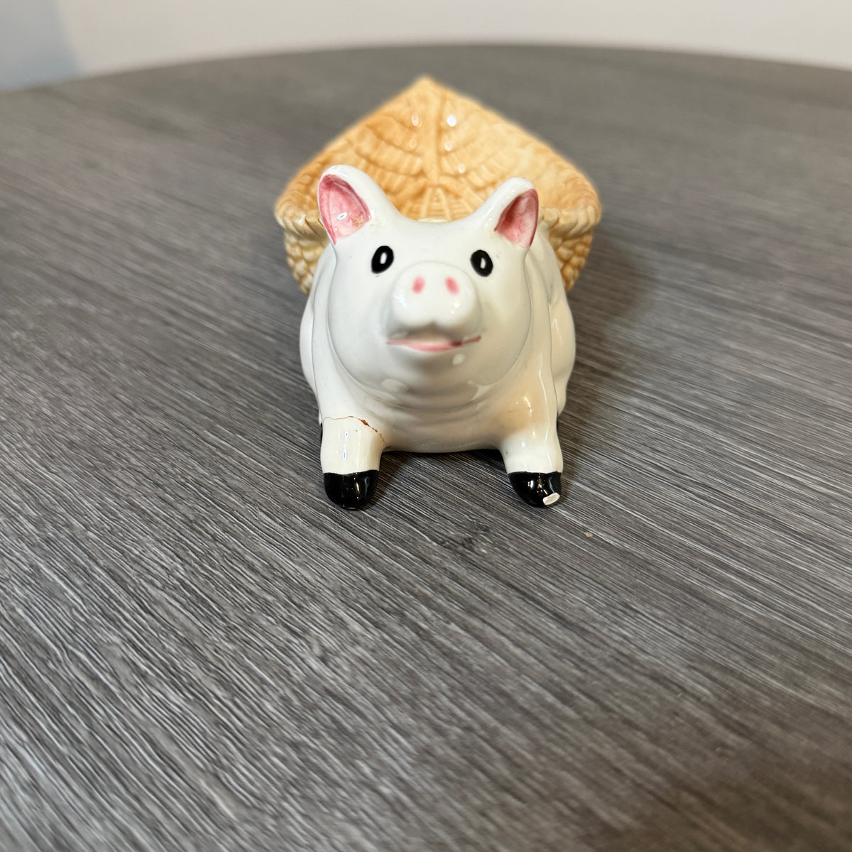Vintage 1983 Howard Kaplan’s French Country Store Pig Basket Spoon Rest– Japan